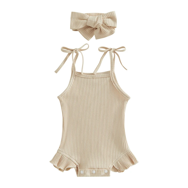 Baby Ruffle Cotton Romper – Sleeveless Summer Bodysuit