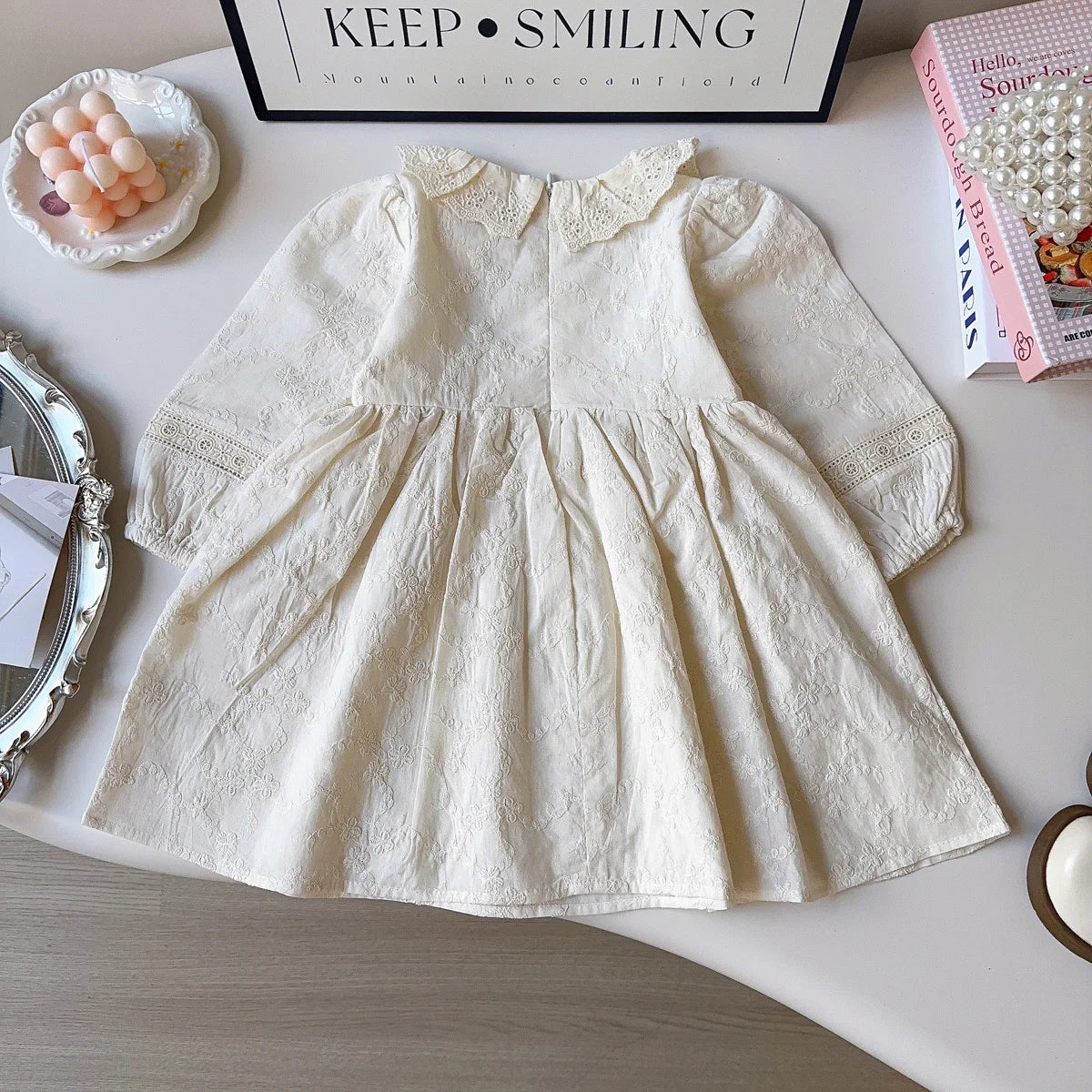 Girls Embroidered Cotton Dress - Classic Elegance