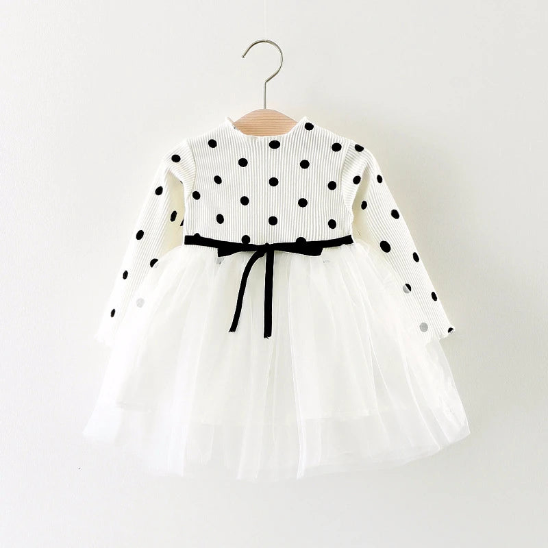 Polka Dot Knit Tulle Dress