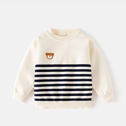 Bear Stripe Cotton Knit Sweater
