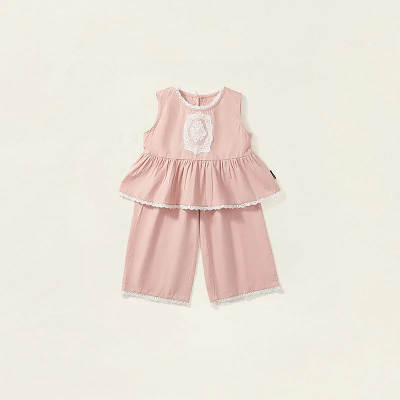 Girls Bohemian Pale PInk Cotton Set