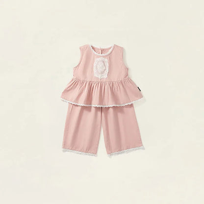 Girls Bohemian Pale PInk Cotton Set