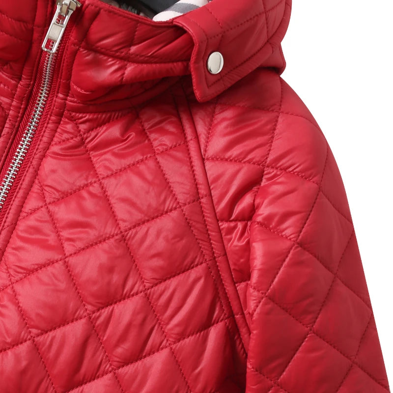 Quilted Down Cotton Jacket With Plaid Lining