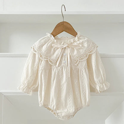 Baby Lace Cotton Romper with Bow