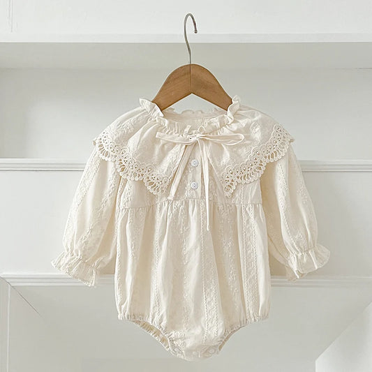 Baby Lace Cotton Romper with Bow