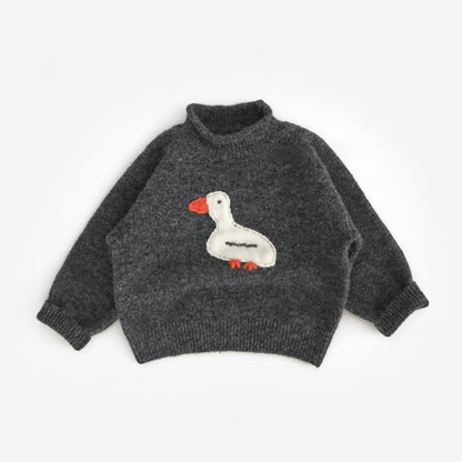 Gray sweater with a duck design