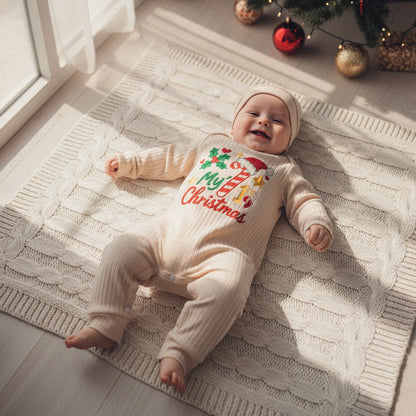 Baby Unisex First Christmas Ribbed Jumpsuit