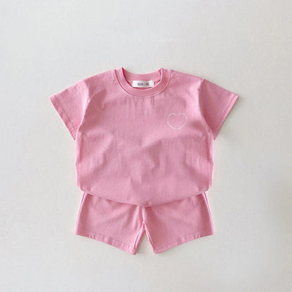 HEART BABY T-SHIRT AND SHORTS SET - Peachy Bloomers