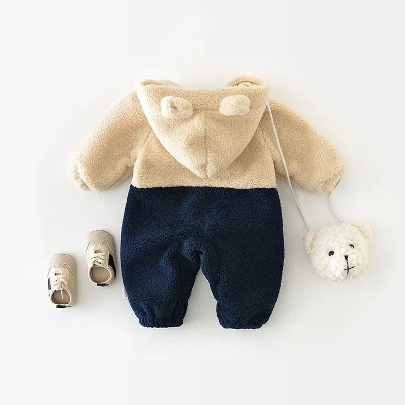 Bear Fleece Hoodie Winter Jumpsuit - Peachy Bloomers