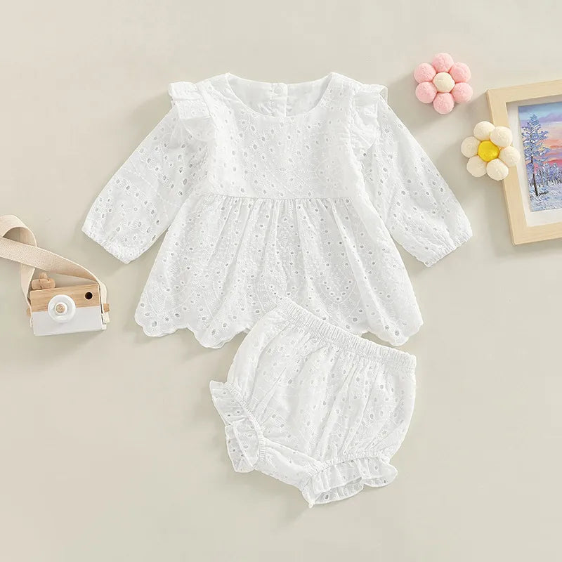 Cotton Lace Ruffle Baby Set - Peachy Bloomers