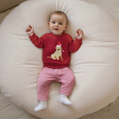 Toddler Boys Christmas Sweatshirt and Stripe Pants Set