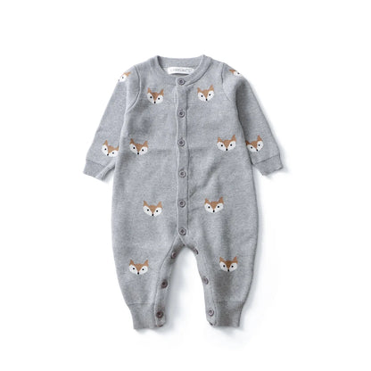 Baby Pure Cotton Knit Animal Jumpsuit