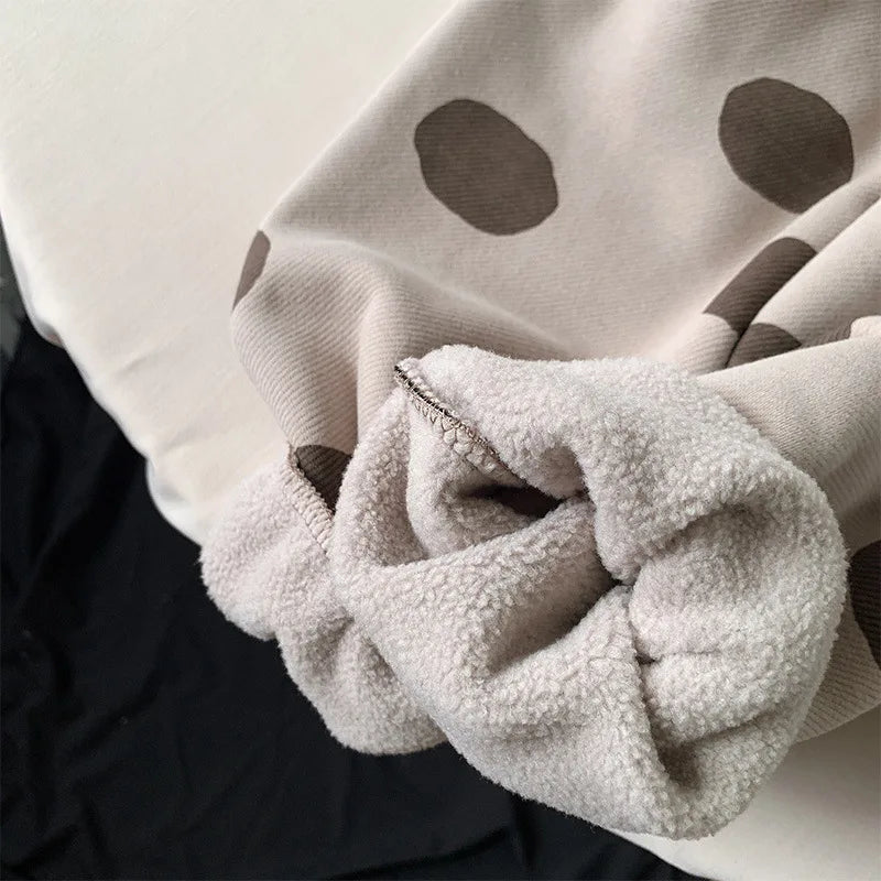 Polka Dot Girls Cotton Fleece Pants