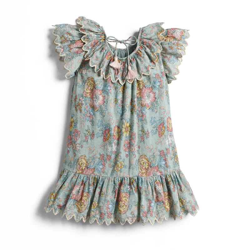 All Over Floral Cotton Girls Dress - Peachy Bloomers