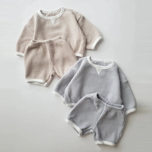 Casual Cotton Waffle T-shirt and Shorts Set - Peachy Bloomers