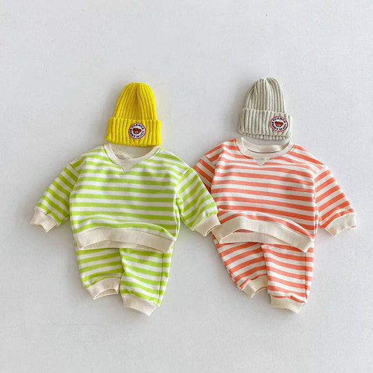 Colorful Striped Sweatshirt & Sweatpants Set