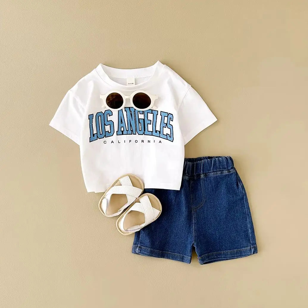Los Angeles Cotton T-Shirt and Denim Shorts
