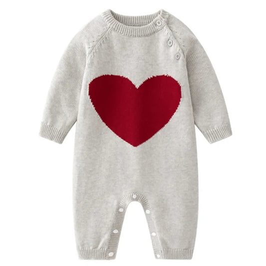 Knit Heart Baby Jumpsuit - Peachy Bloomers