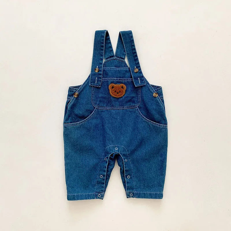 Bear Denim Jumpsuit and T-shirt Set - Peachy Bloomers