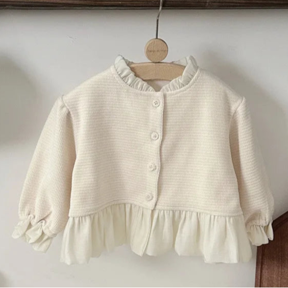 Baby Girl Cotton Ruffle Textured Cardigan