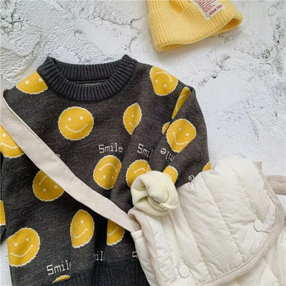 Smiley Face Knit Cashmere Blend Sweater