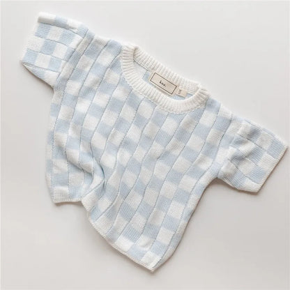 Checkered Knit Toddler Top & Shorts Set