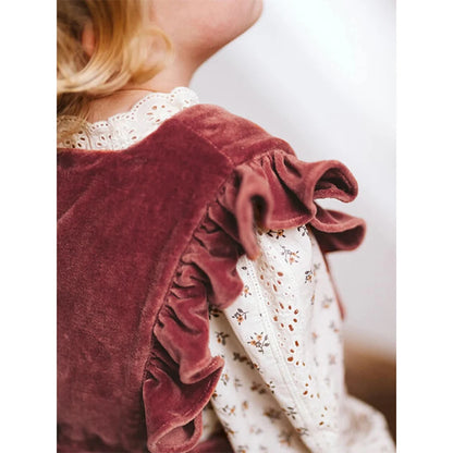 Girls Sleeveless Velvet Vest Dress - Peachy Bloomers