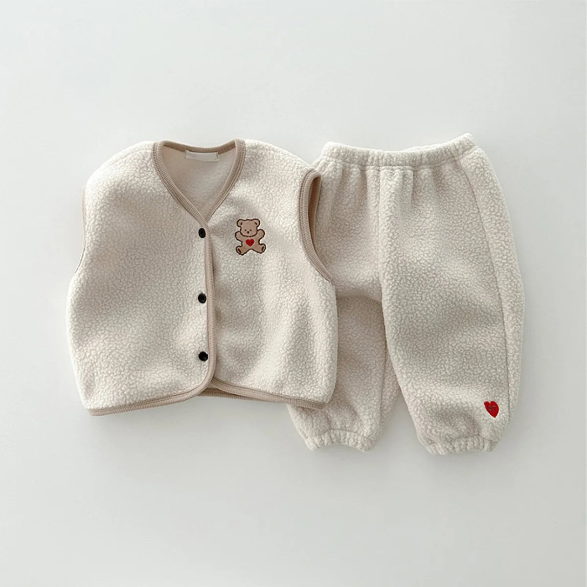 Baby Bear Fleece Set Vest and Pants - Peachy Bloomers