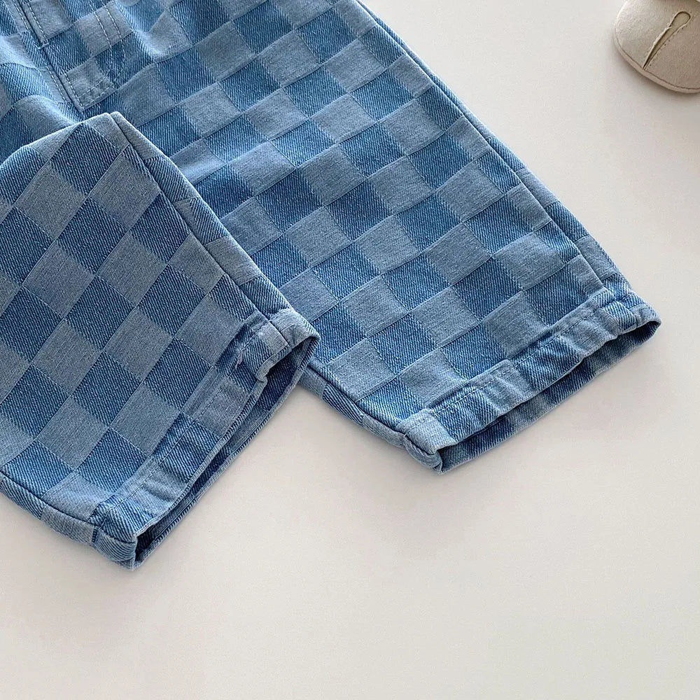 Checkered Denim Toddler Pants