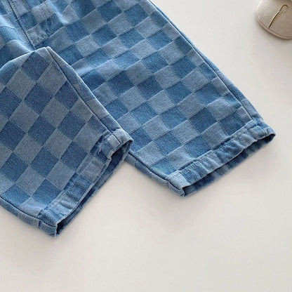 Checkered Denim Toddler Pants