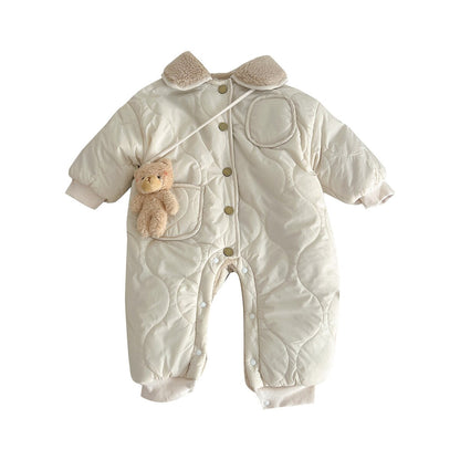 Fleece Quilted Lamb Wool Jumpsuit - Peachy Bloomers