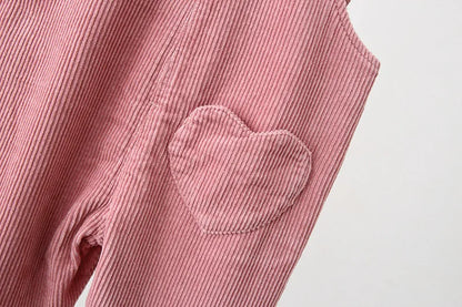 Heart Corduroy ruffle Overalls