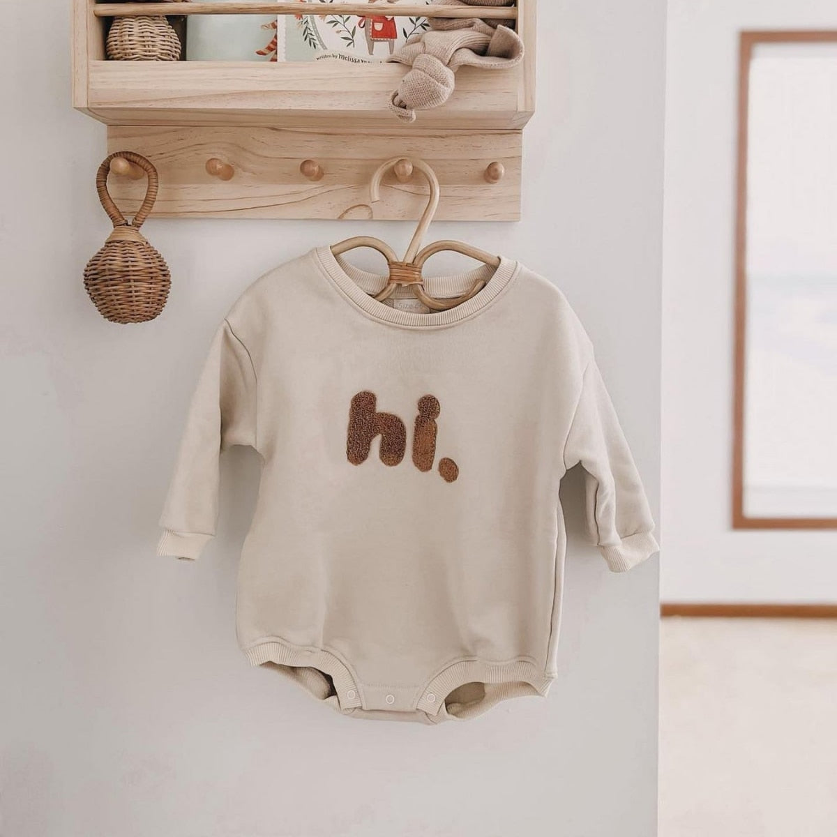 "Hi" Baby Onesie - Peachy Bloomers