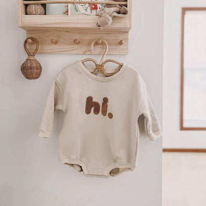 "Hi" Baby Onesie - Peachy Bloomers