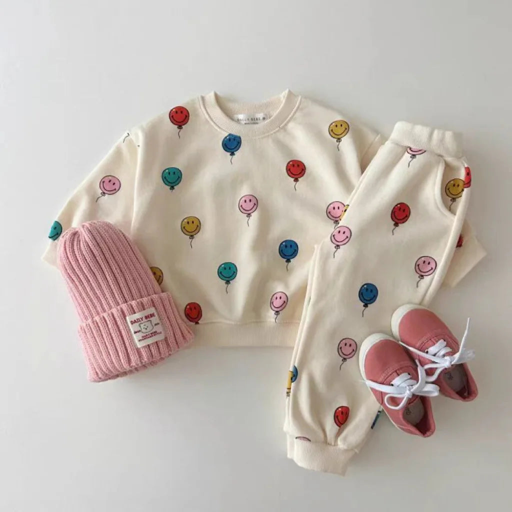 Baby Smile Balloon Sweatshirt and Sweatpants Set