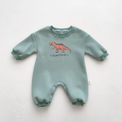 Dinosaur Fleece Romper - Peachy Bloomers