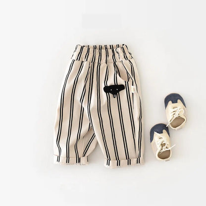 Stripe Elephant Cotton Pants