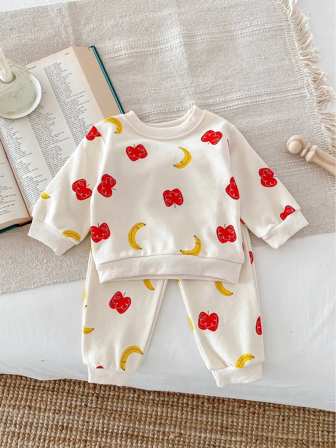 Apple & Banana Sweatshirt and Sweatpants Set - Peachy Bloomers