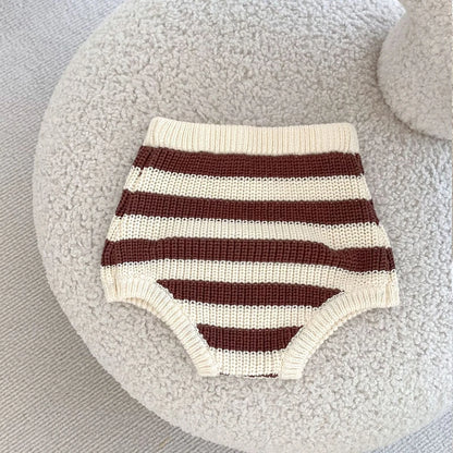 Cozy Striped Baby Knit Set – 2 Piece Sweater and Bloomers Outfit