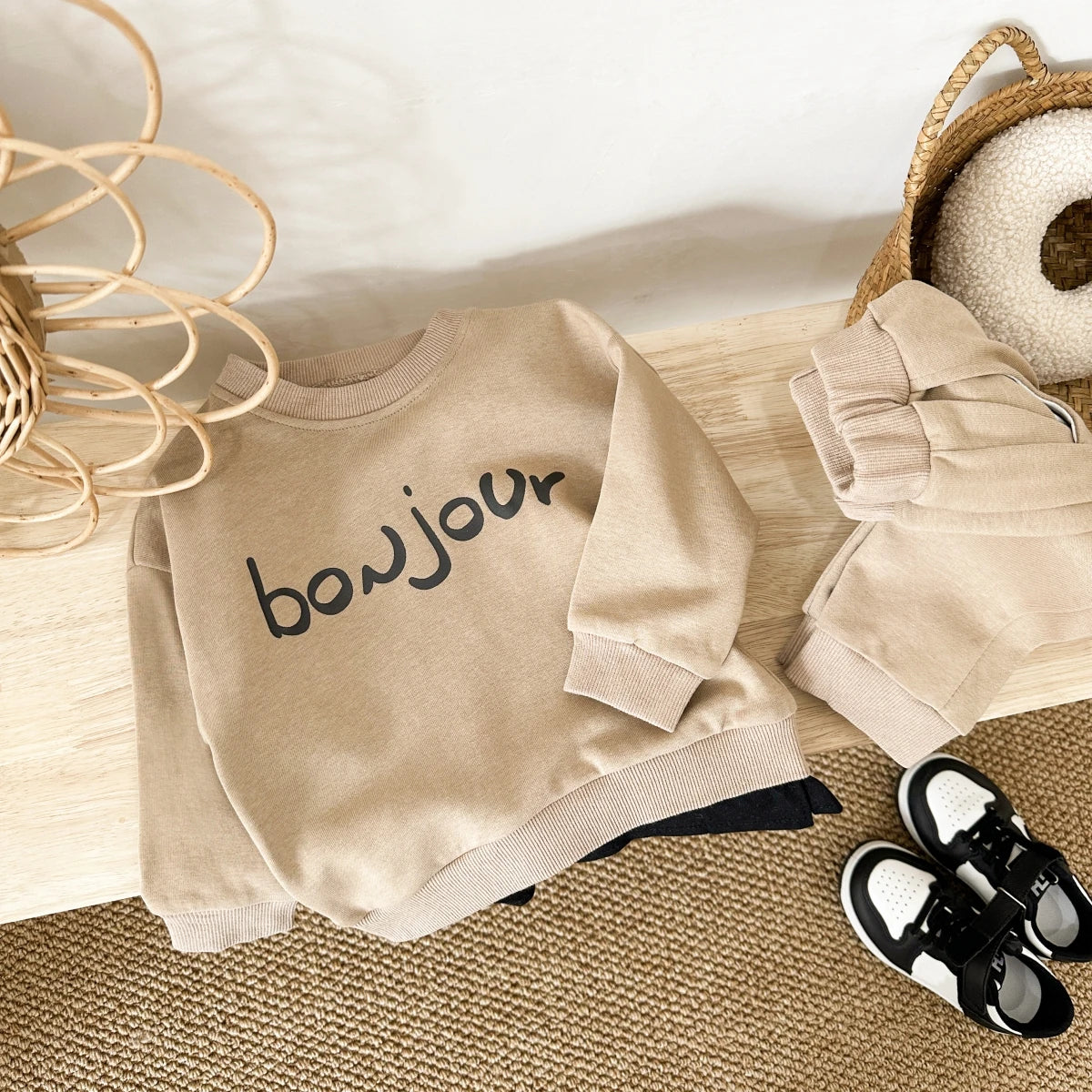 Bonjour Kids Sweatshirt and Sweatpants Set - Peachy Bloomers