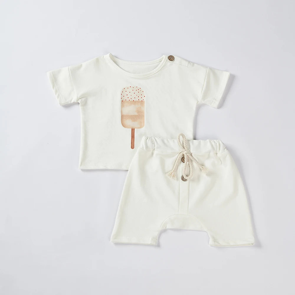 Baby Cotton T-Shirt and Shorts Set - Peachy Bloomers