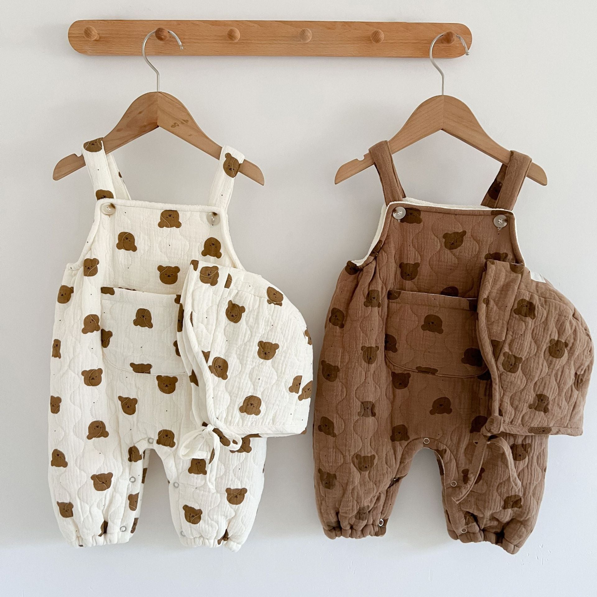 Bear Fleece Jumpsuit with Hat - Peachy Bloomers