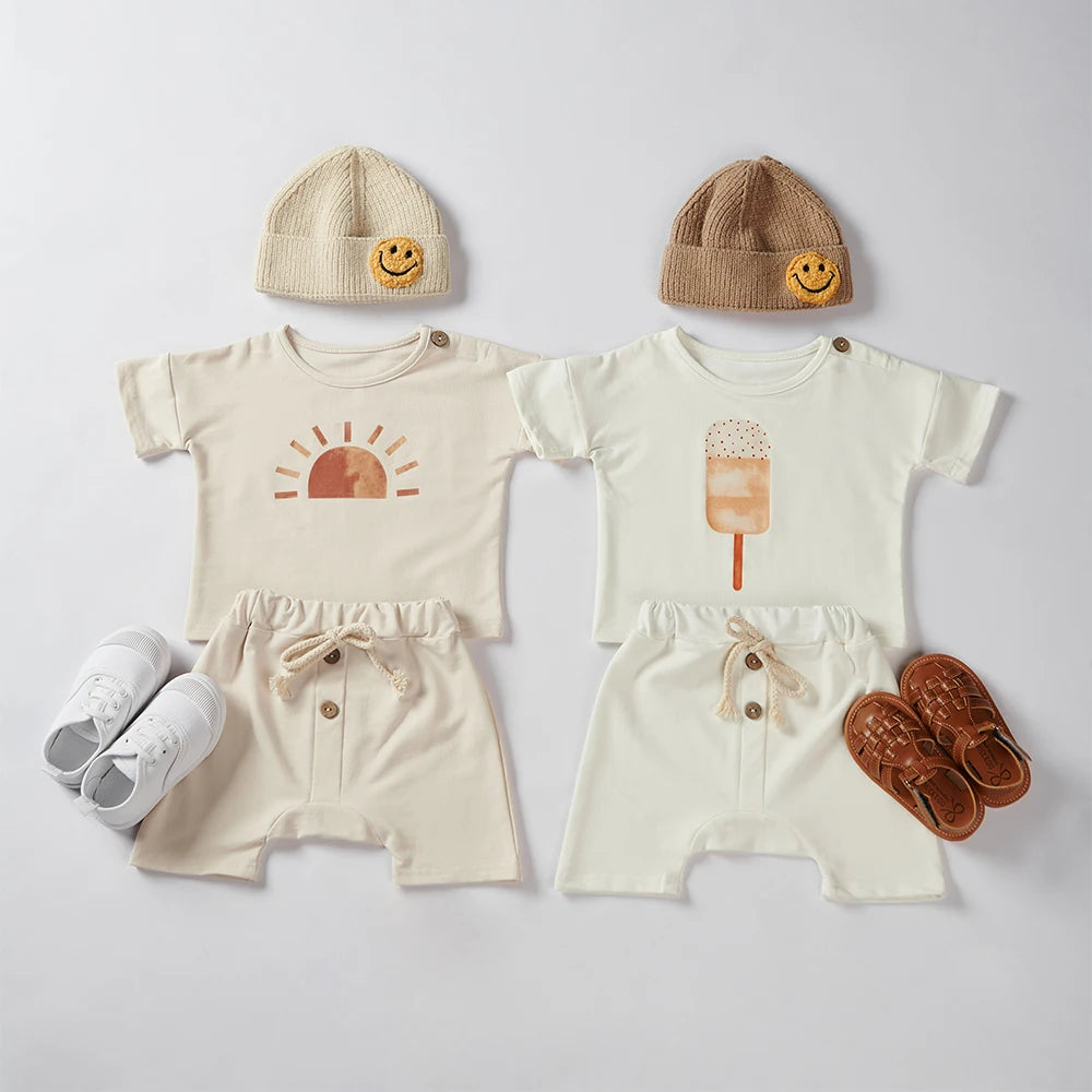 Baby Cotton T-Shirt and Shorts Set - Peachy Bloomers