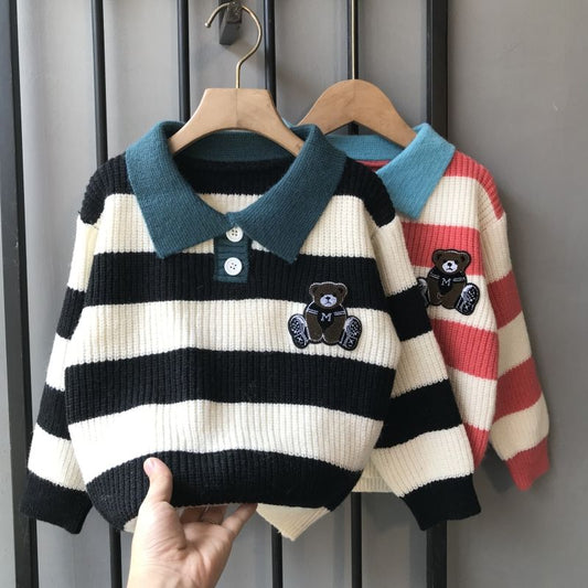 Stripe Bear Knit Sweater