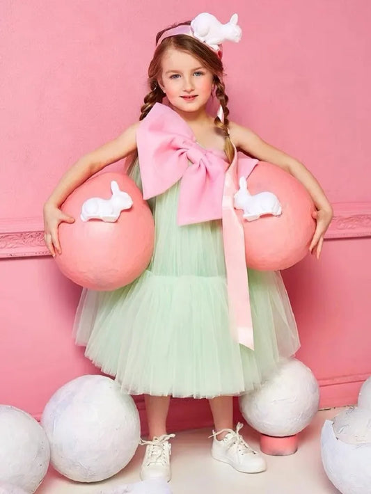 Alice Big Bow Tulle Dress - Peachy Bloomers