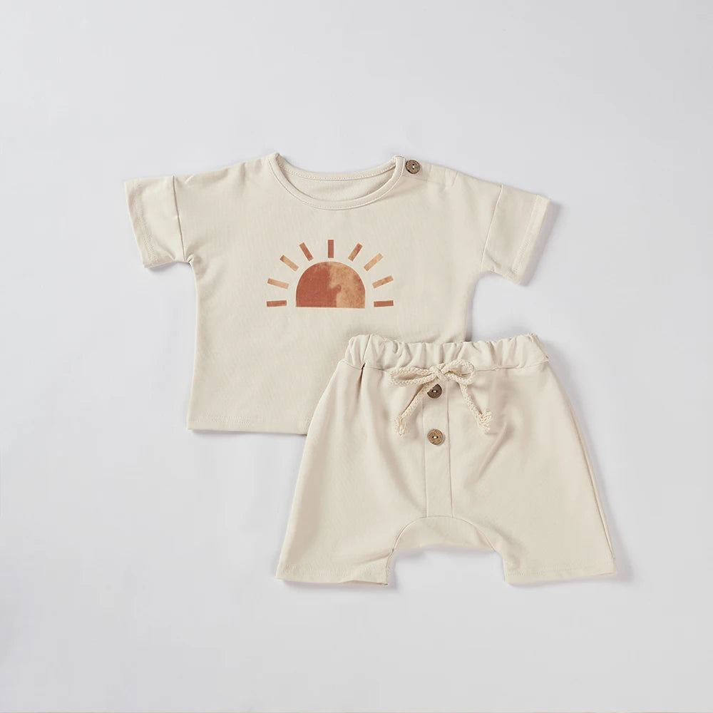 Baby Cotton T-Shirt and Shorts Set - Peachy Bloomers