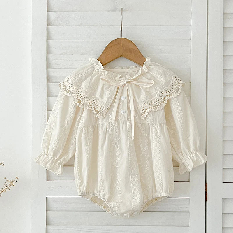 Baby Lace Cotton Romper with Bow