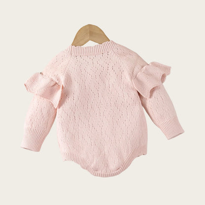 Baby Girl Knit Ruffle Onesie -Sweater