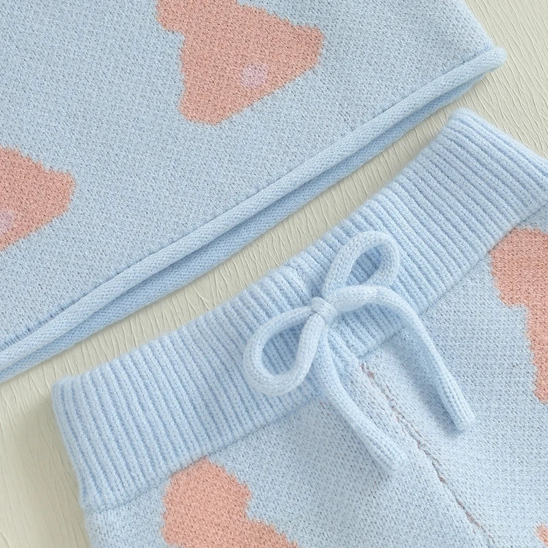 Bunny Print Knit Top & Shorts Set