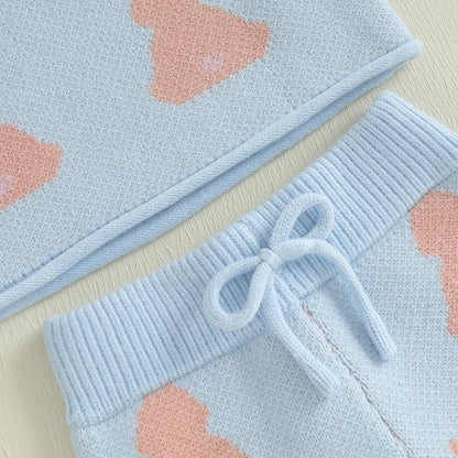 Bunny Print Knit Top & Shorts Set